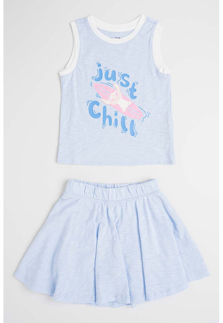 Gap Set de fusta si top Stitch - Albastru azur/Roz