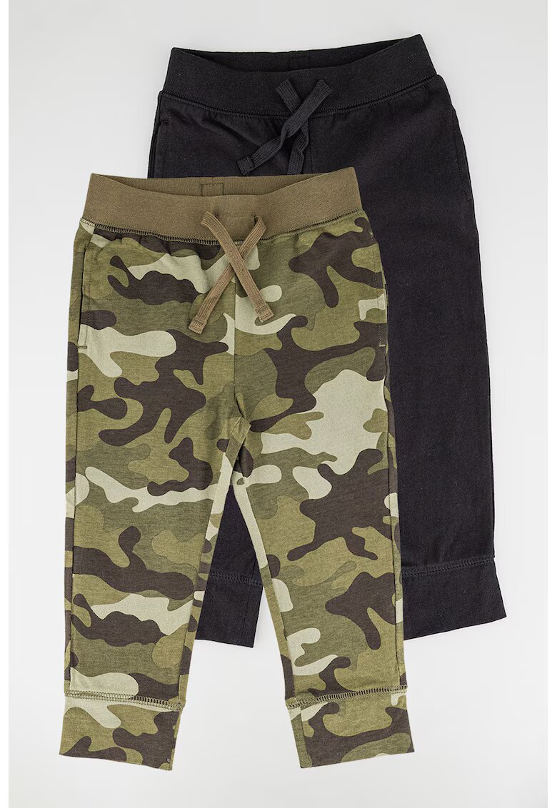 Gap Set de pantaloni de trening din bumbac organic - 2 perechi - Verde/Negru