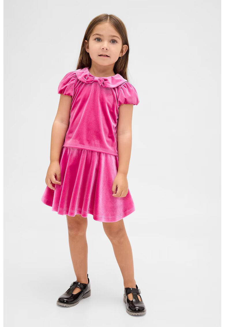 Gap Set de tricou cu aspect de catifea si fusta cu pliuri - 2 piese - Fucsia