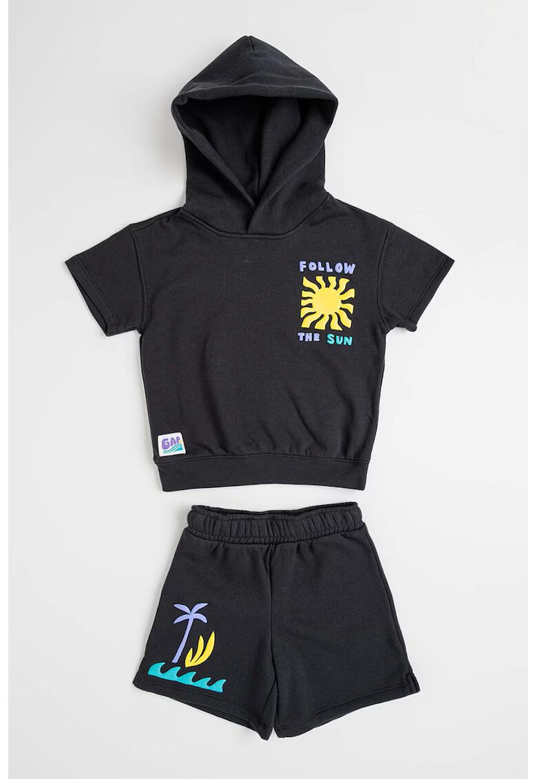 Gap Set de tricou cu gluga si pantaloni scurti - Negru