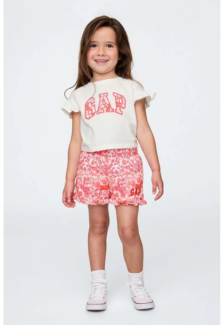 Gap Set de tricou cu imprimeu logo si pantaloni scurti - Alb/Coral