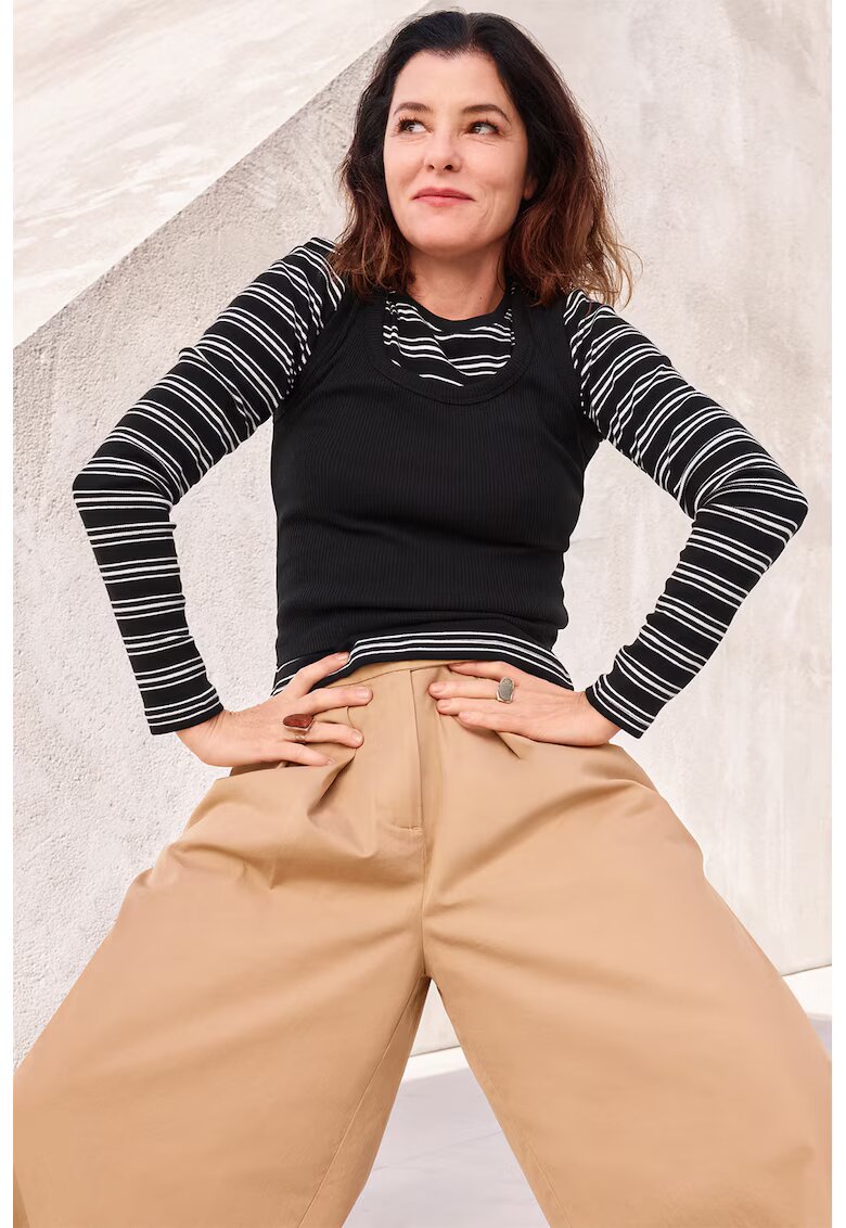 Gap Top slim fit striat - Negru
