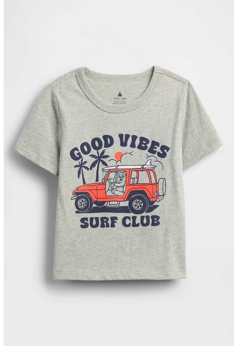 Gap Tricou cu imprimeu grafic - Gri melange/Rosu vermillion/Bleumarin