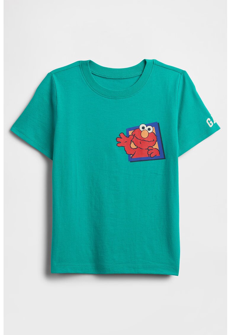 Gap Tricou de bumbac cu imprimeu grafic - Coral/Verde persan