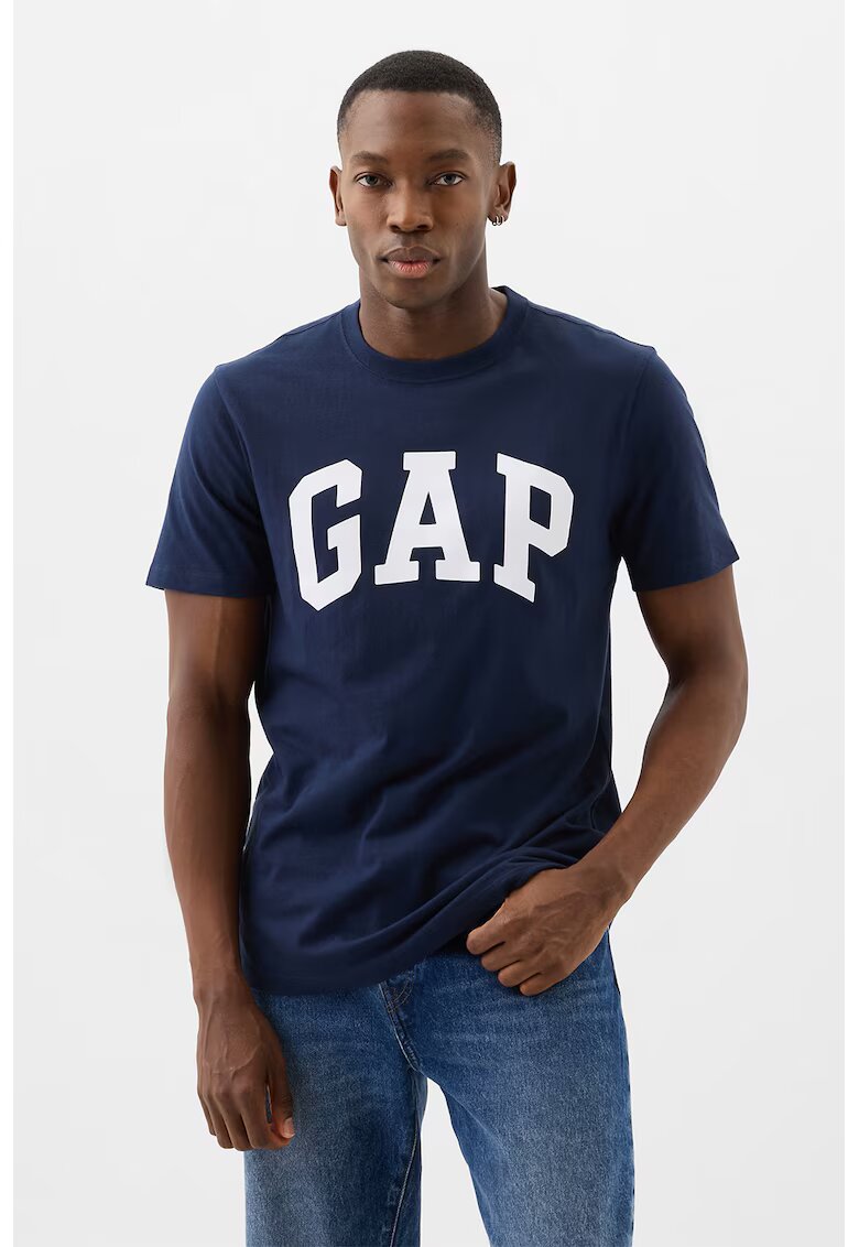Gap Tricou de bumbac cu imprimeu logo - Bleumarin