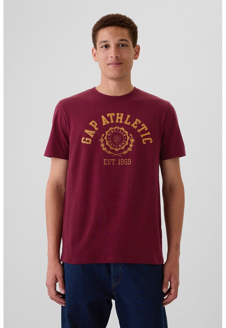 Gap Tricou de bumbac cu logo - Visiniu