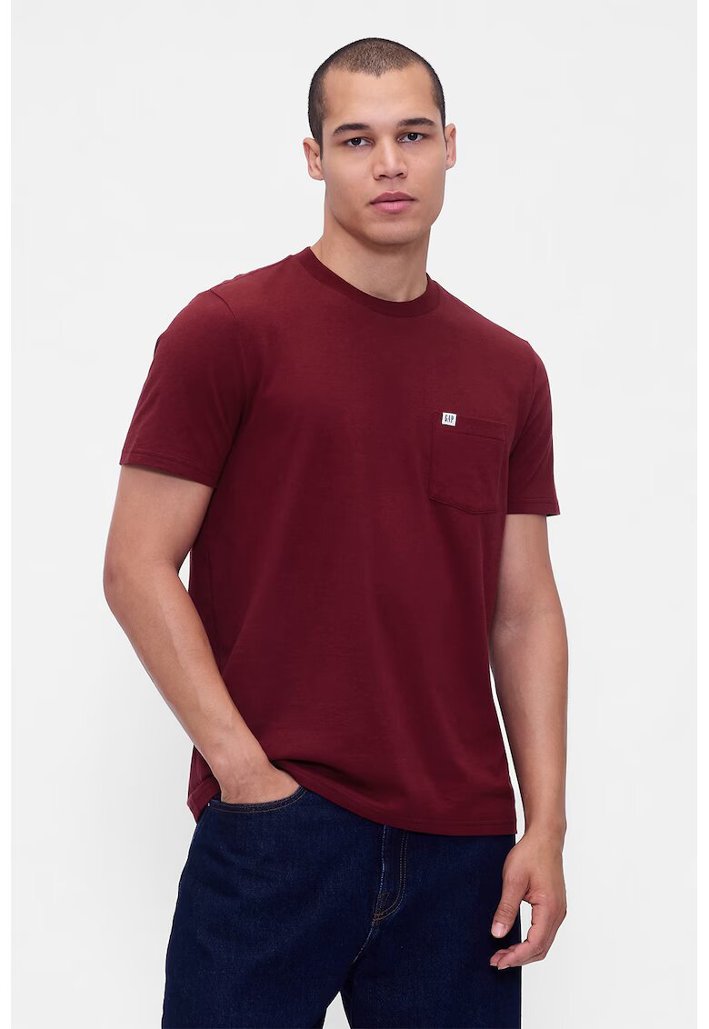 Gap Tricou de bumbac organic cu buzunar pe piept - Rosu inchis