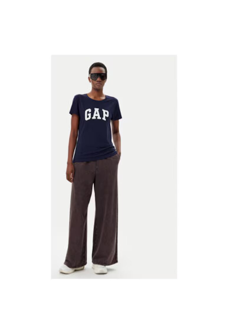 Gap Tricou din bumbac cu imprimeu logo pe piept - Bleumarin