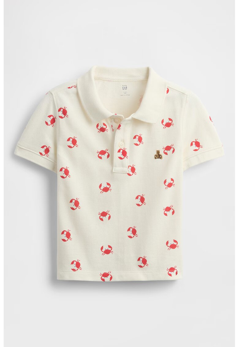 Gap Tricou polo cu imprimeu - Rosu/Alb fildes