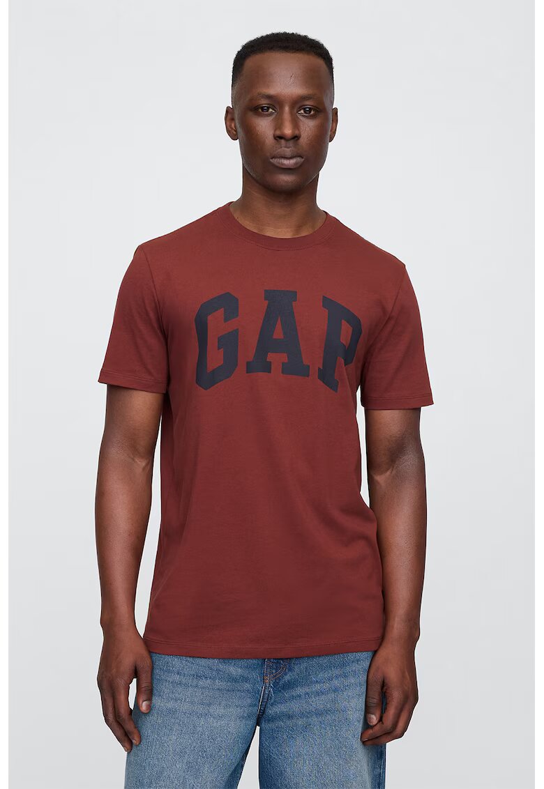 Gap Tricou regular-fit cu logo - Negru/Rosu inchis