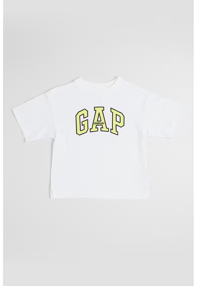 Gap Tricou supradimensionat cu imprimeu logo - Galben pai/Alb optic