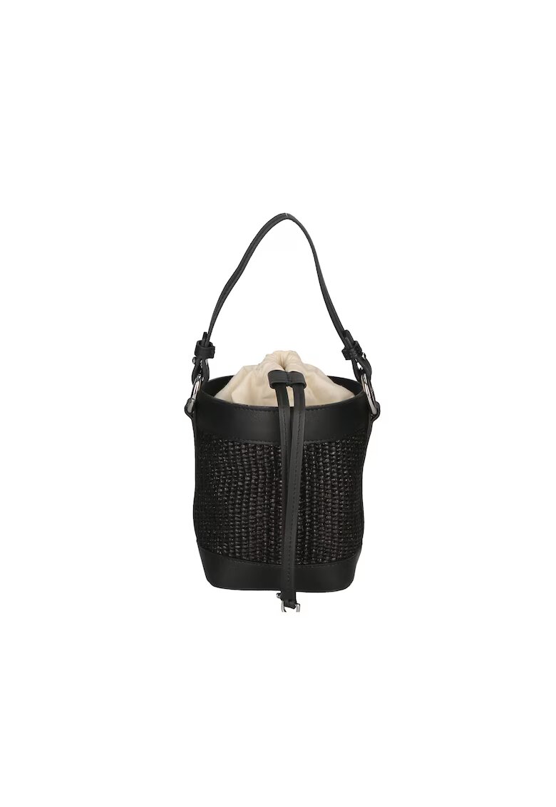 Gave Lux Geanta bucket de paie si piele - Negru