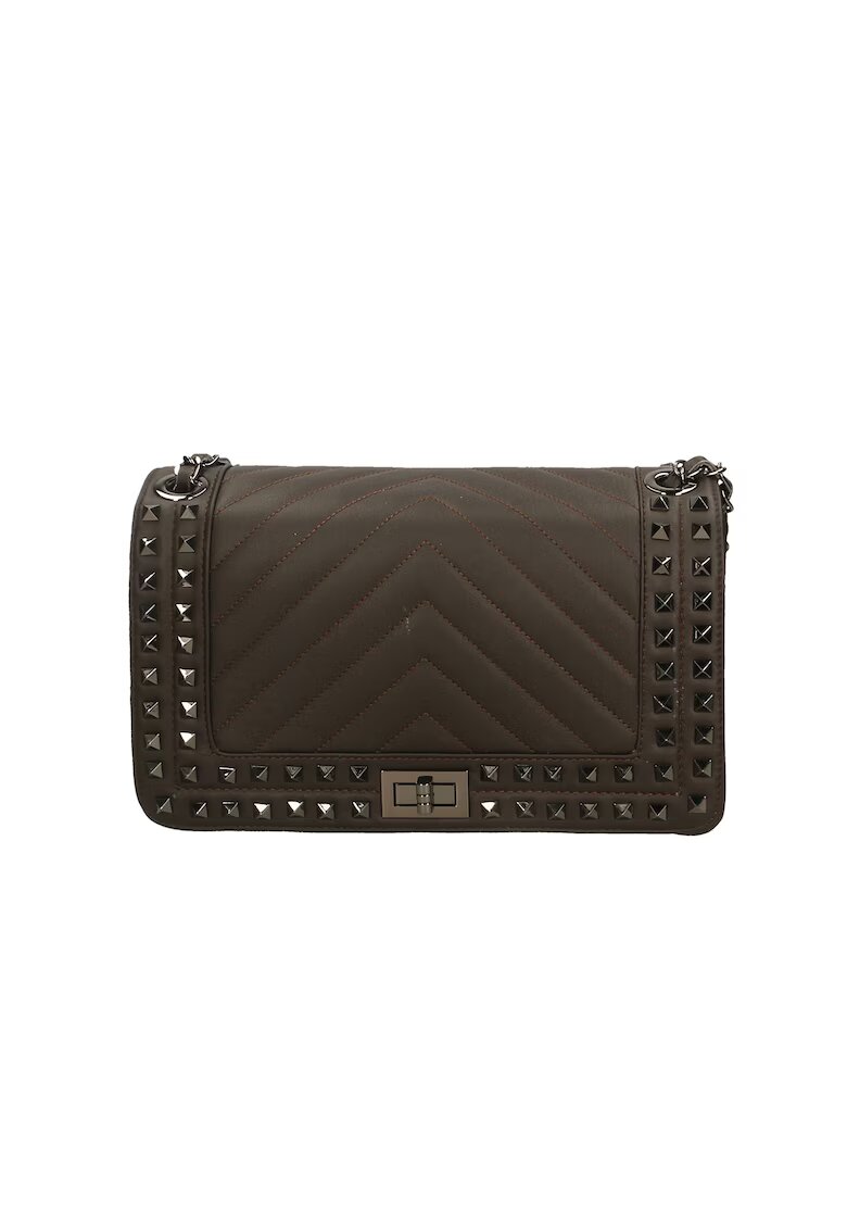 Gave Lux Geanta crossbody de piele cu clapa - Maro inchis