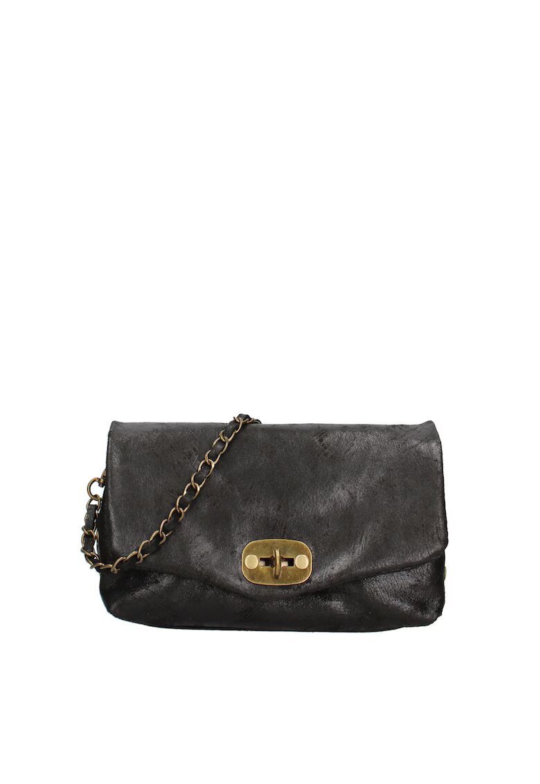 Gave Lux Geanta crossbody de piele cu inchidere metalica Floralla - Negru