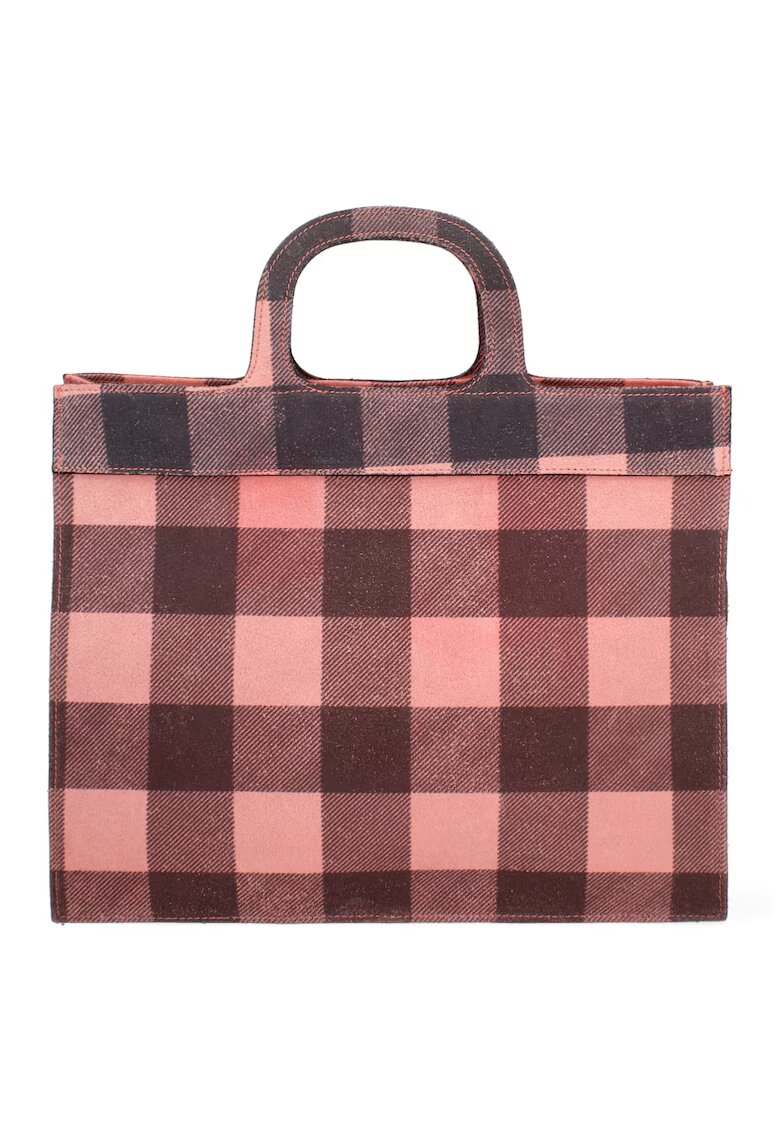 Gave Lux Geanta crossbody de piele intoarsa in carouri