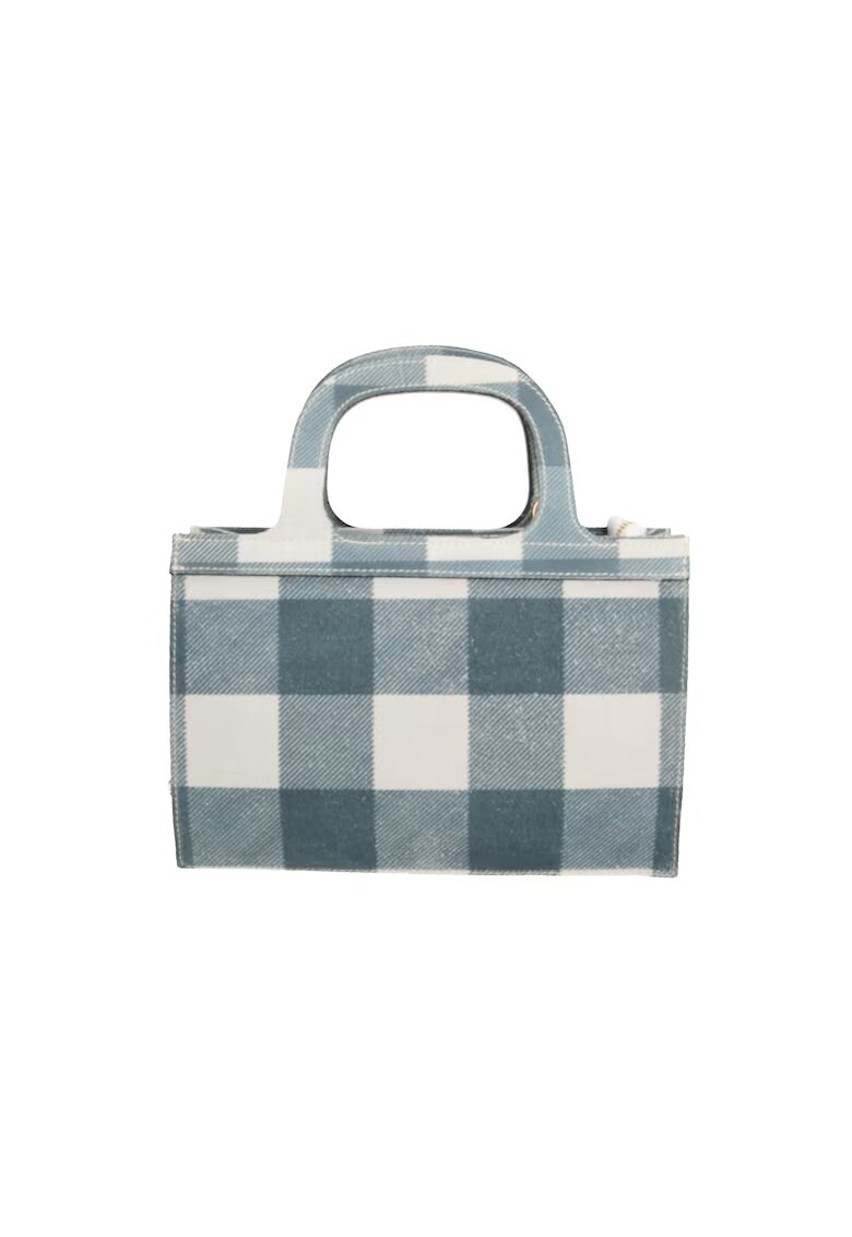 Gave Lux Geanta crossbody de piele intoarsa in carouri - Alb/Albastru