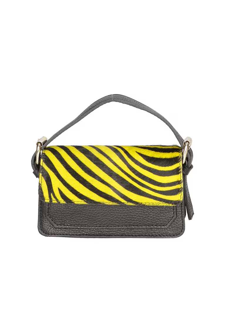 Gave Lux Geanta crossbody din piele cu segment din piele cu par scurt - Negru - Galben