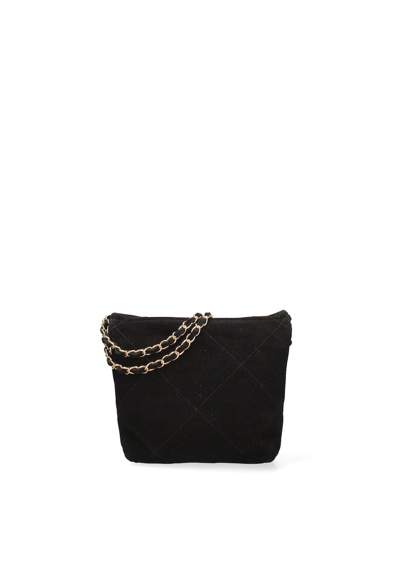 Gave Lux Geanta crossbody din piele intoarsa cu barete din lant Edera Plux - Negru