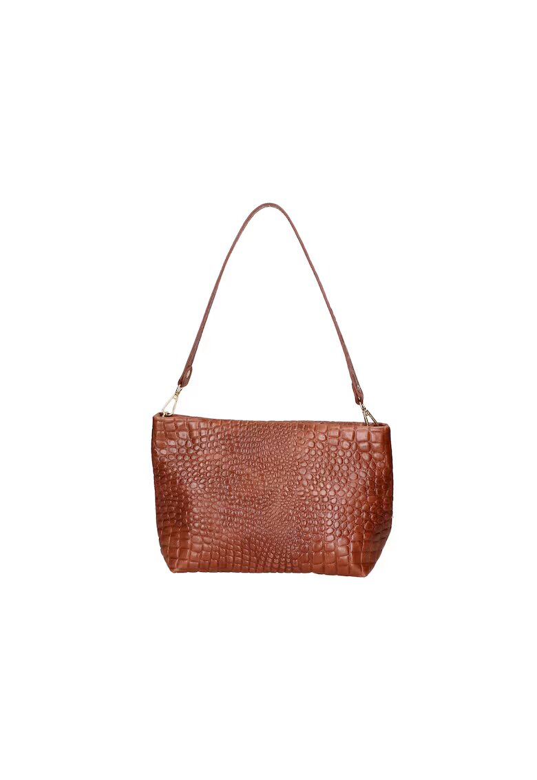 Gave Lux Geanta de piele cu aspect de piele de crocodil - Maro taupe