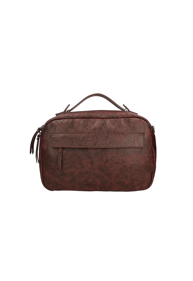 Gave Lux Geanta de piele unisex texturata cu bareta de umar 25599 - Visiniu