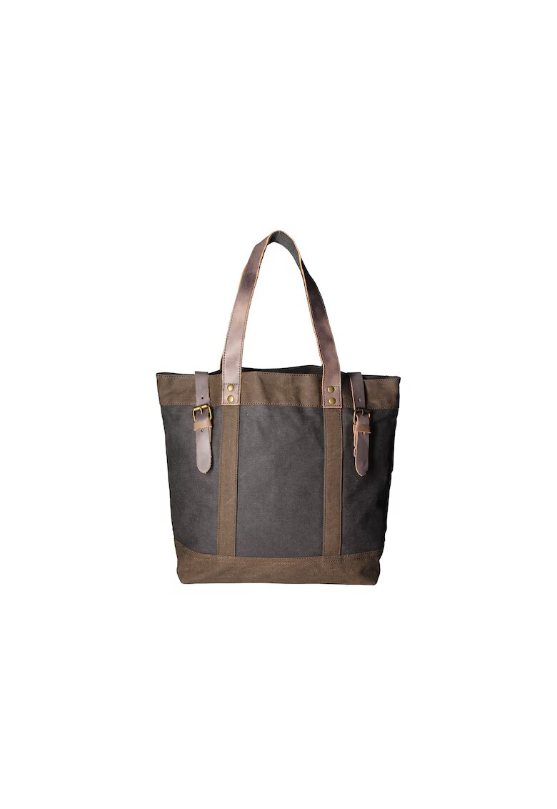 Gave Lux Geanta de umar cu model unisex si garnituri din piele - Negru