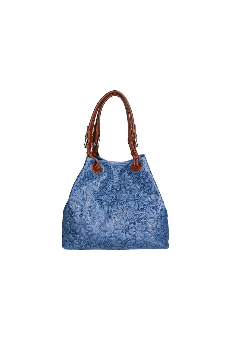 Gave Lux Geanta hobo cu model floral in relief - Albastru
