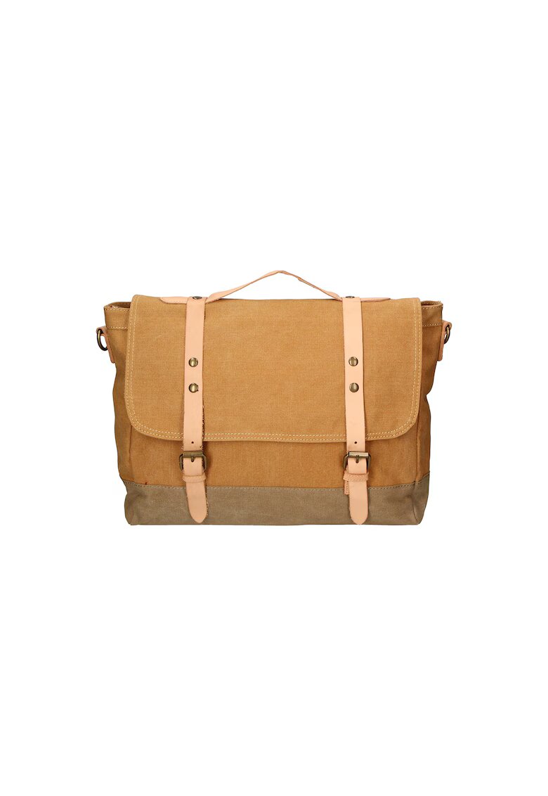 Gave Lux Geanta messenger unisex cu garnituri de piele - Caramel