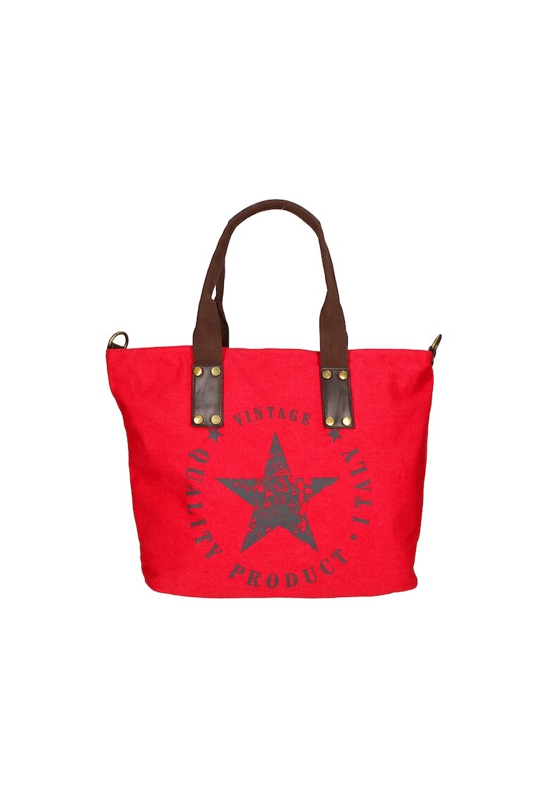 Gave Lux Geanta shopper din material textil cu imprimeu cu stele - Rosu vermillion