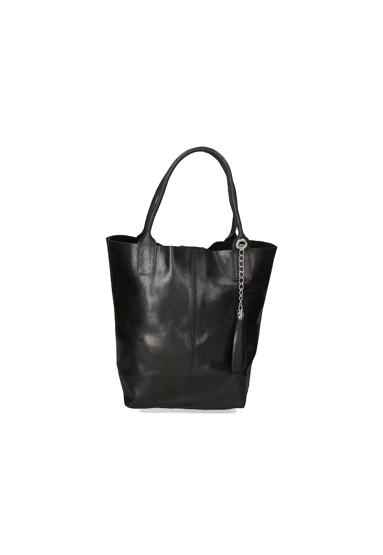 Gave Lux Geanta shopper din piele cu accesoriu cu franjuri - Negru