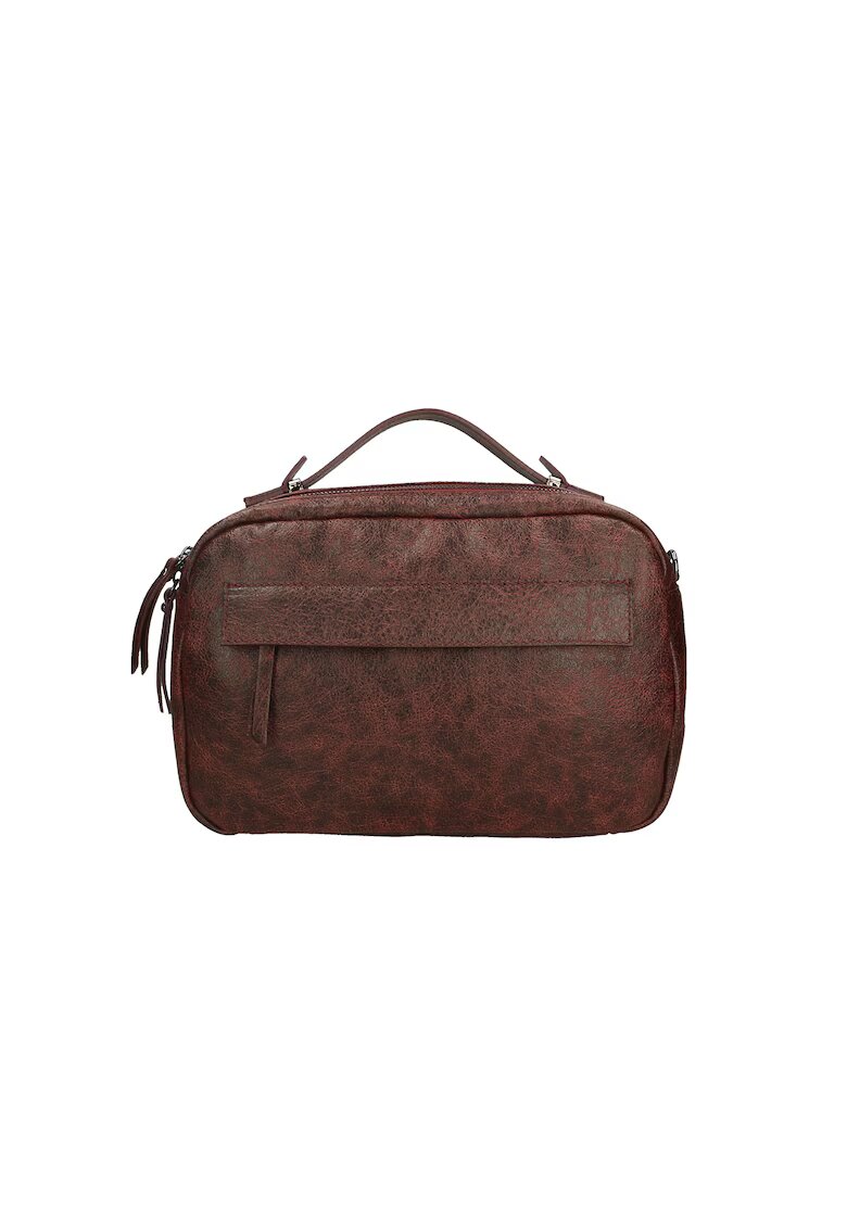 Gave Lux Geanta unisex din piele cu maner si aspect deteriorat - Visiniu