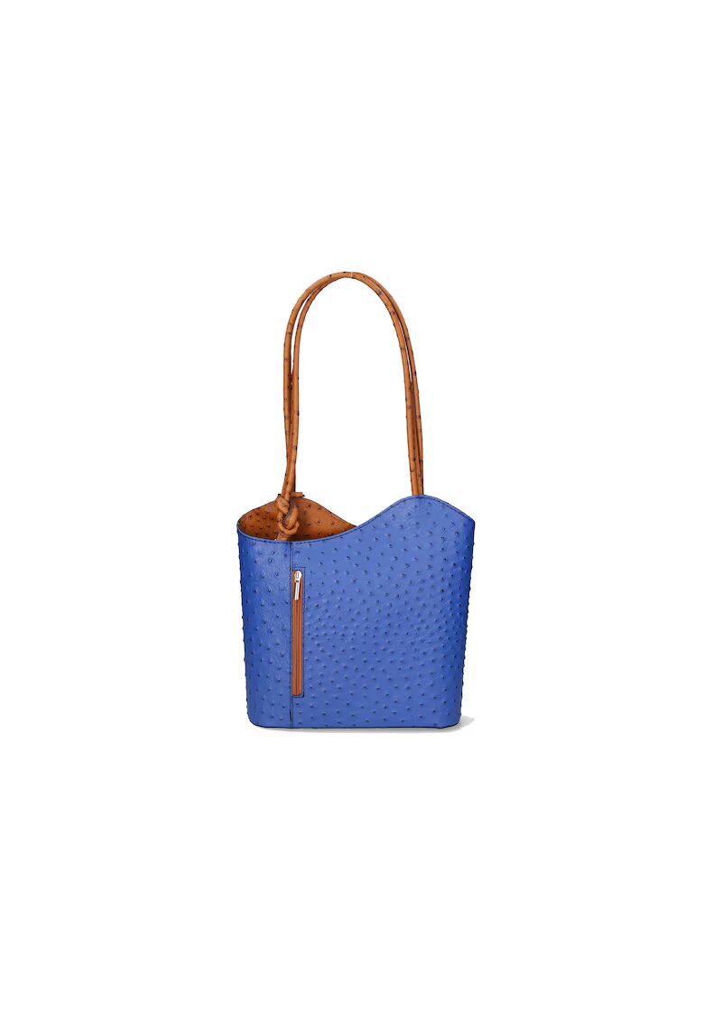 Gave Lux Rucsac de piele cu imprimeu piele de strut - Albastru royal/Caramel