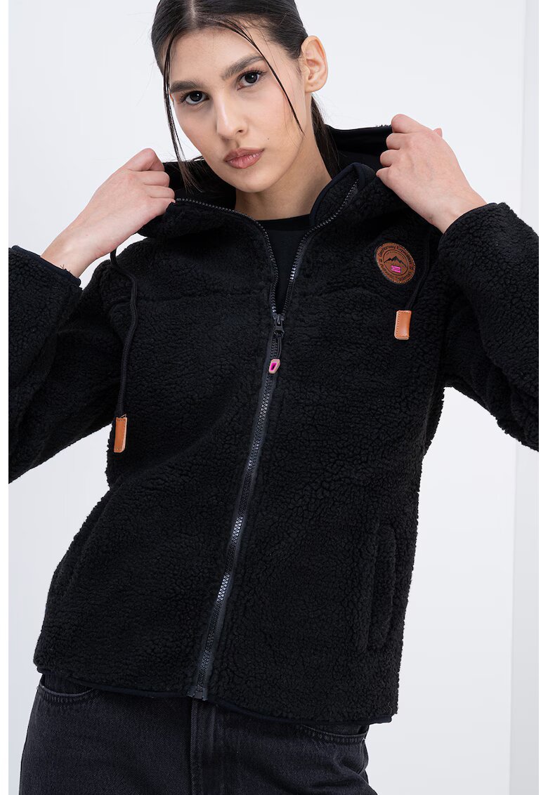 Geo Norway Hanorac cu fermoar din teddy Truble - Negru