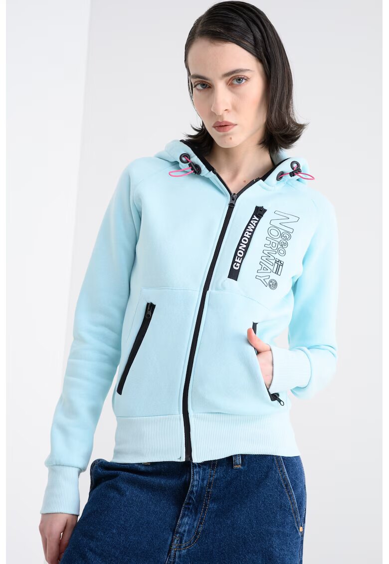 Geo Norway Hanorac cu fermoar si maneci raglan Fiona - Albastru glaciar