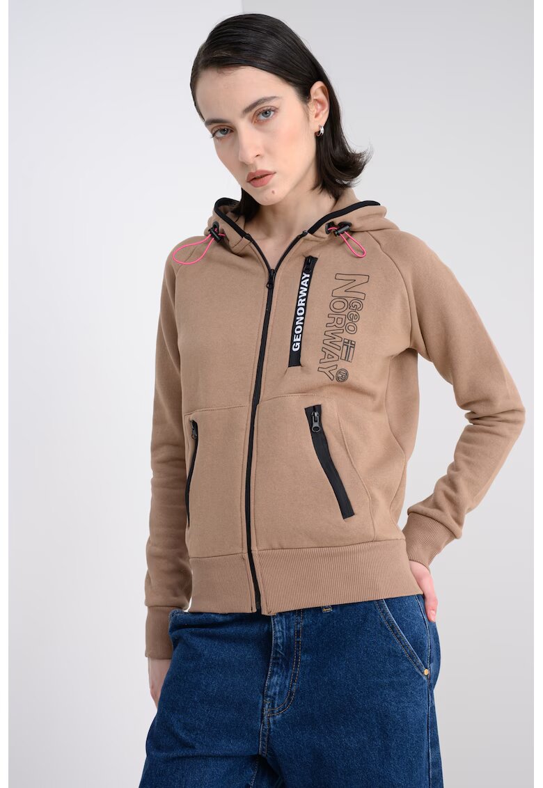 Geo Norway Hanorac cu fermoar si maneci raglan Fiona - Maro deschis