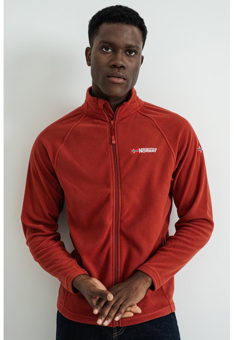 Geographical Norway Bluza de trening cu fermoar si logo Tug - Rosu stins
