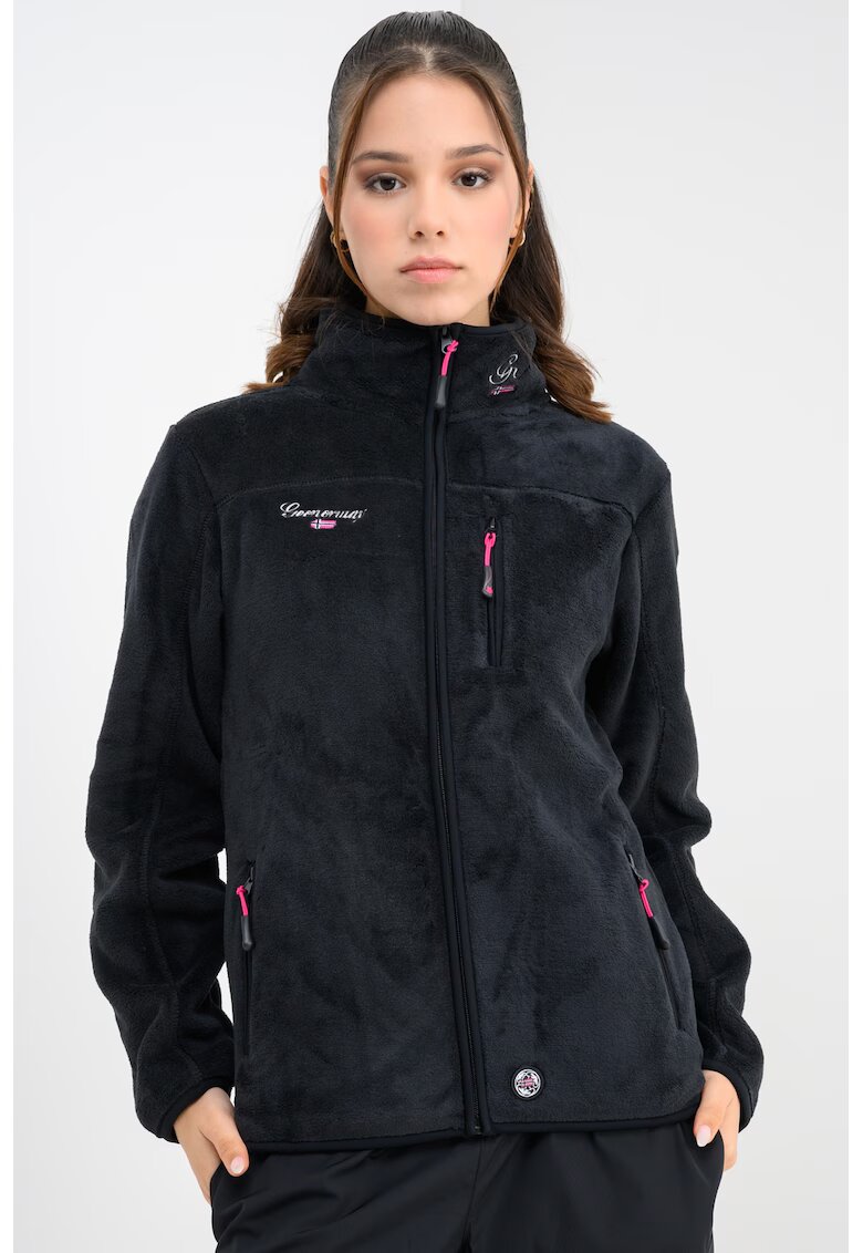 Geographical Norway Bluza de trening din material teddy cu fermoar si guler mediu