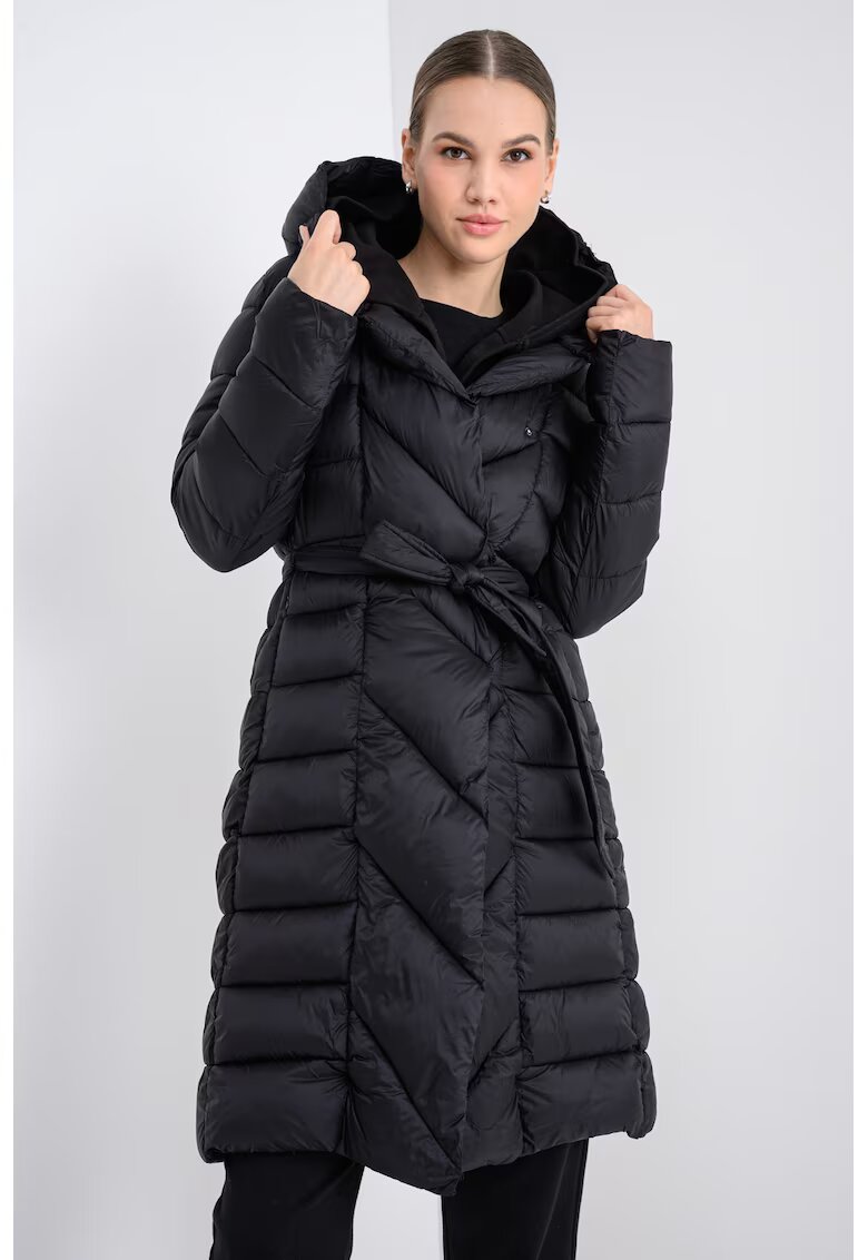 Geographical Norway Geaca cu vatelina - gluga si aspect matlasat Adina - Negru