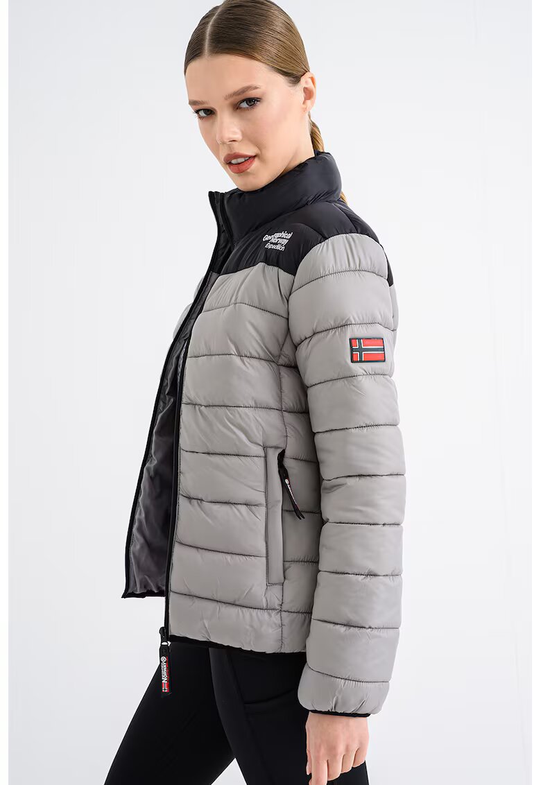 Geographical Norway Geaca cu vatelina si logo - Negru/Gri