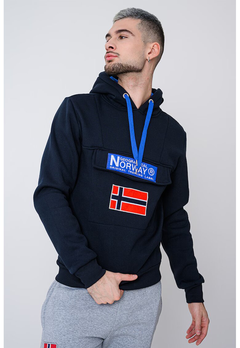 Geographical Norway Hanorac cu imprimeu logo Gadrien - Rosu/Albastru ultramarin/Albastru royal