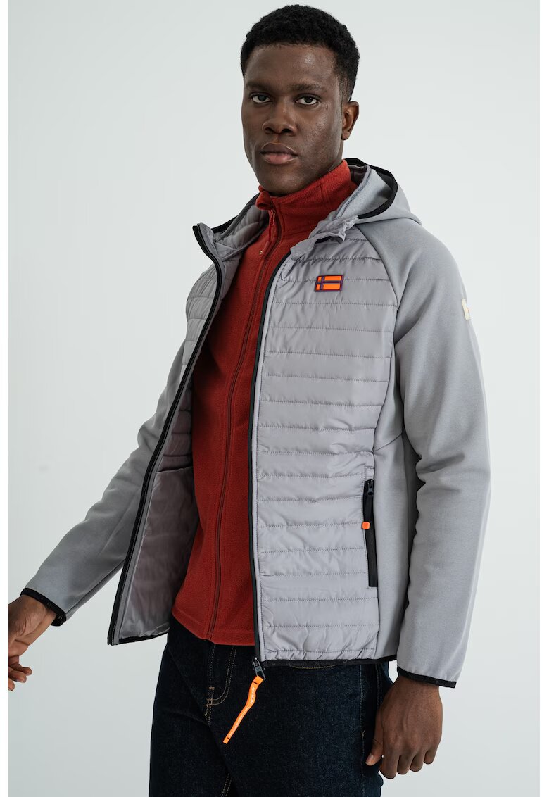 Geographical Norway Jacheta cu fermoar si logo discret Donald - Gri deschis