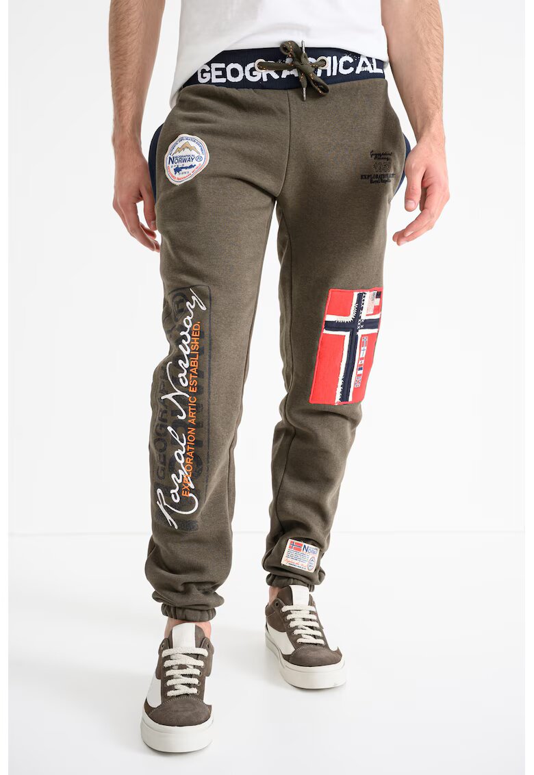 Geographical Norway Pantaloni de trening cu aplicatii logo Myer - Kaki
