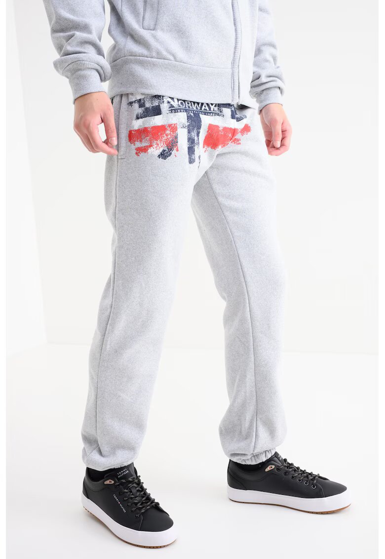 Geographical Norway Pantaloni de trening cu logo Mapote - Gri melange/Rosu vermillion