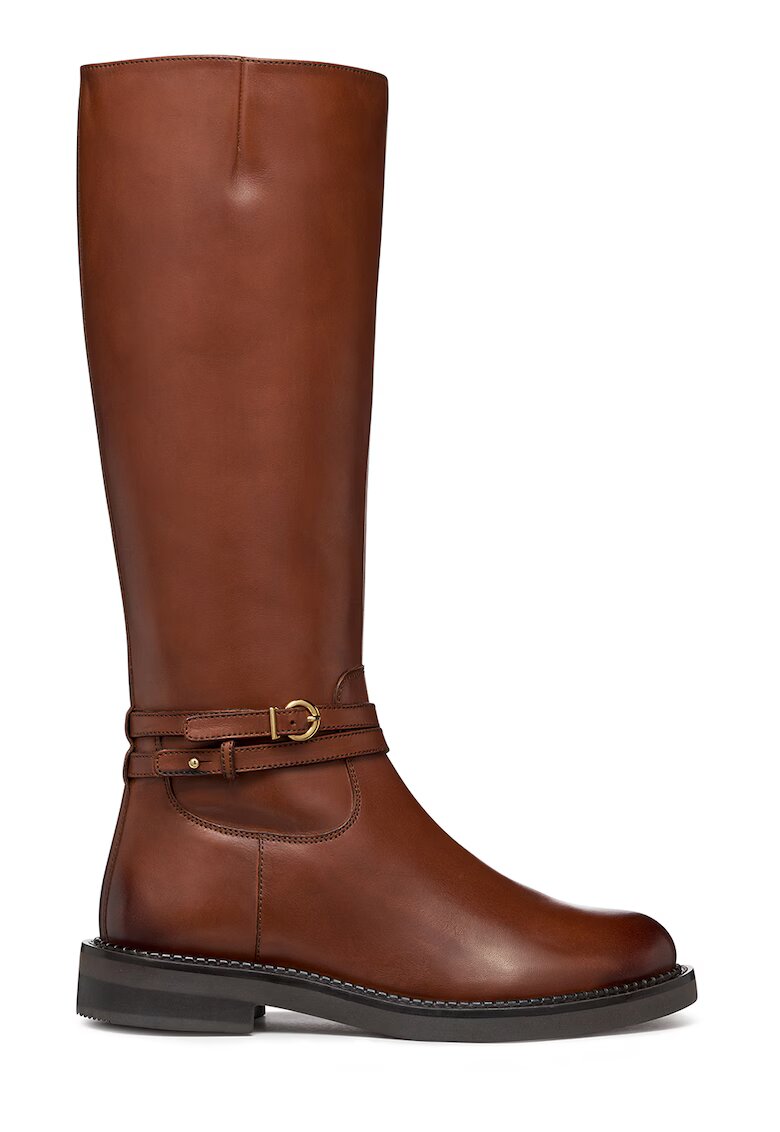 Geox Cizme din piele cu fermoar si barete decorative Serilda - Caramel