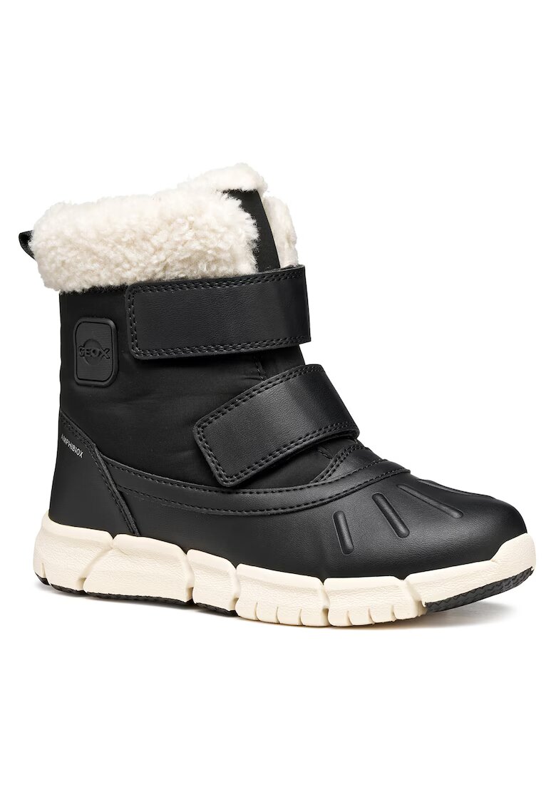 Geox Cizme sport fete - piele ecologica - negru/alb -