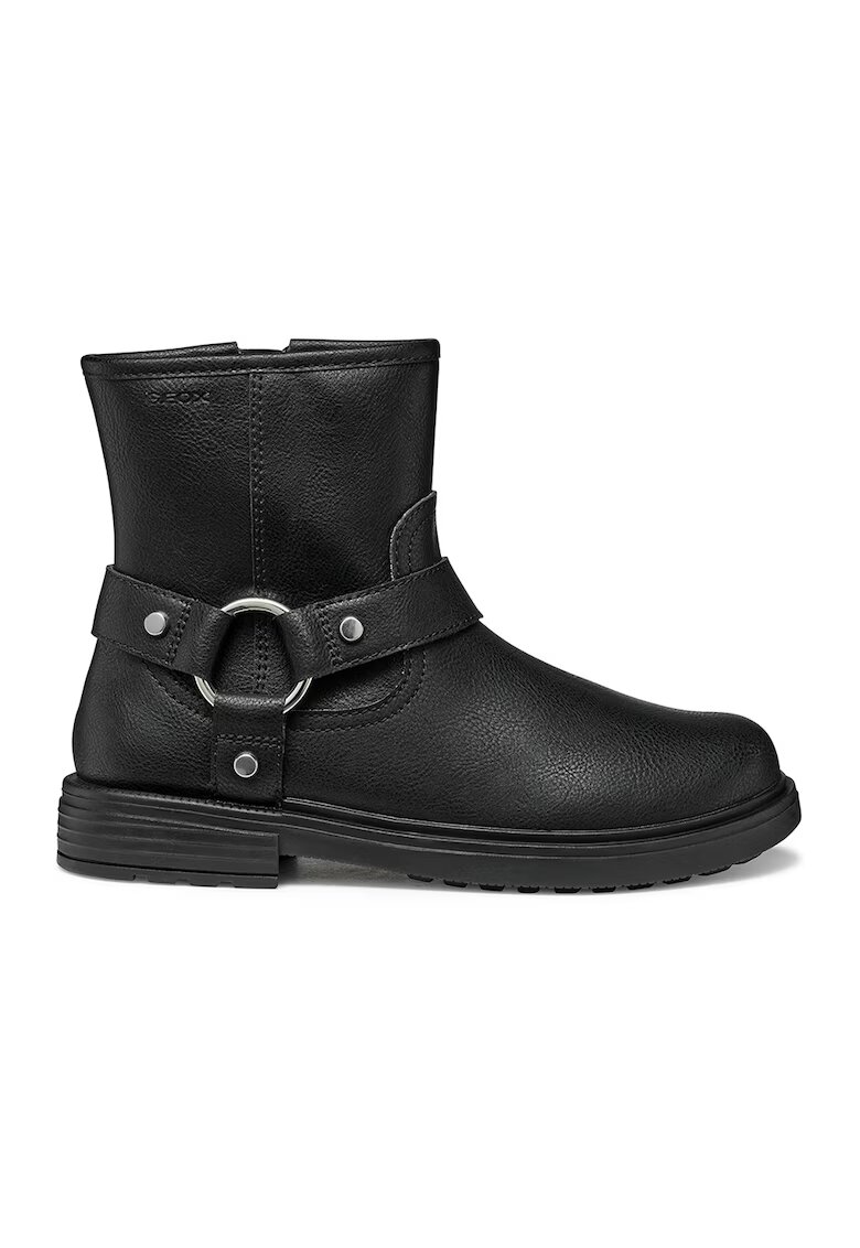 Geox Ghete biker de piele ecologica - Negru/Argintiu