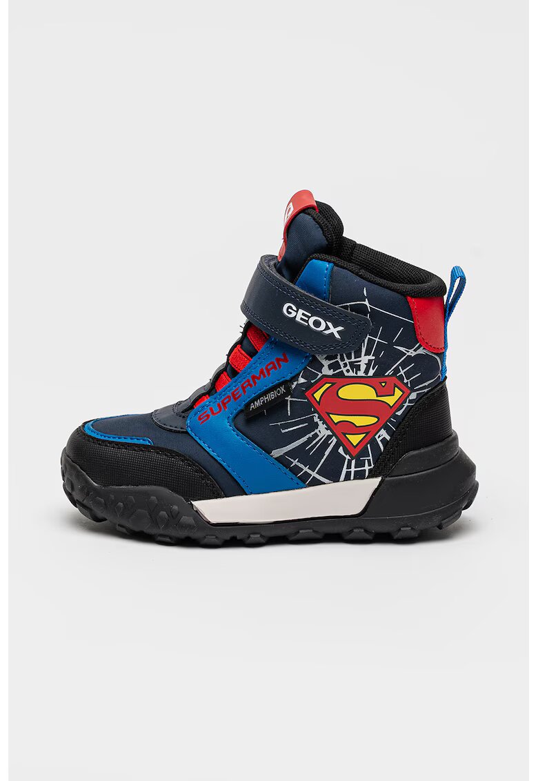 Geox Ghete cu velcro si Superman - Rosu/Bleumarin