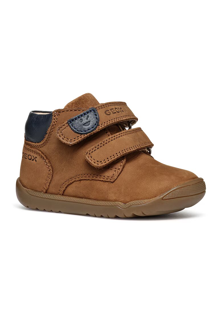 Geox Ghete de piele nabuc cu velcro Macchia - Caramel/Bleumarin