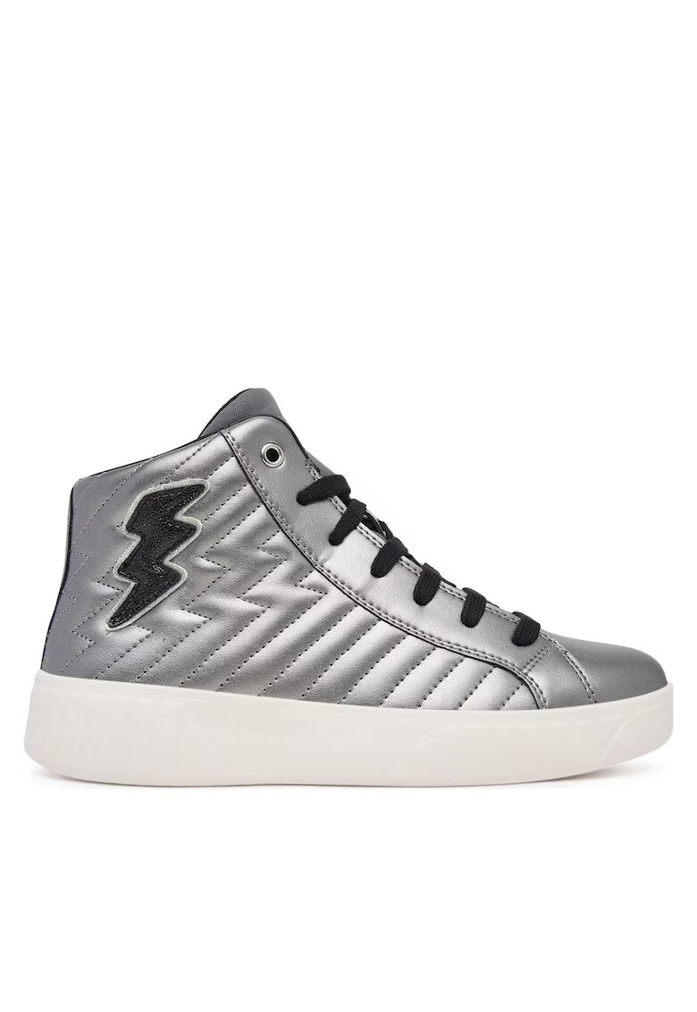 Geox Pantofi copii - Dk Silver - piele ecologica - pentru fete - Argintiu