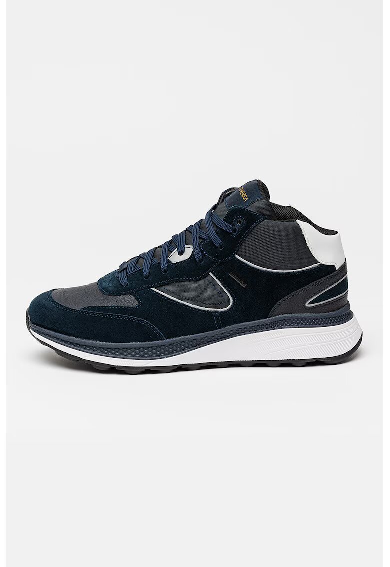 Geox Pantofi sport cu detalii de piele intoarsa Spherica - Gri antracit/Bleumarin