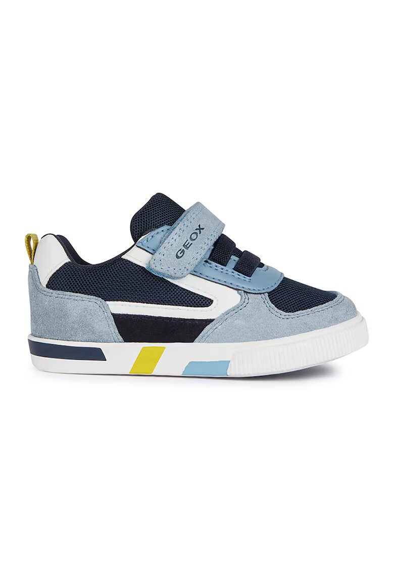 Geox Pantofi sport cu inchidere velcro si detalii din piele intoarsa - Alb/Albastru